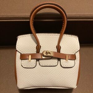 👜 Handmade Mini Beige Brown Faux Leather Birkin AirPods Tote Bag Charm Miniature